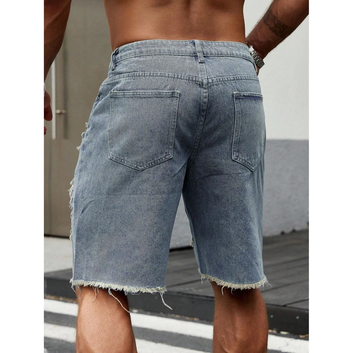 Mens Ripped Denim Jorts