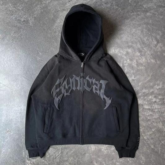 printed zip up hoodie