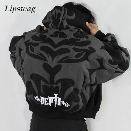 graphic y2k zip up