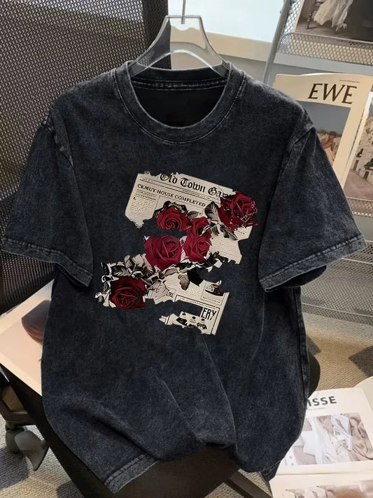 vintage rose print t-shirt